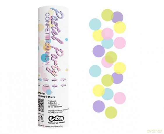 Konfetti pneumatyczne Pastel Party, kółeczka papierowe miks pastelowy 15 cm p.24