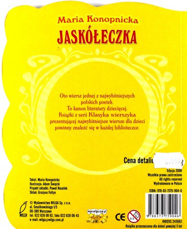 Jaskółeczka (twarda) - Maria Konopnicka [KSIĄŻKA]