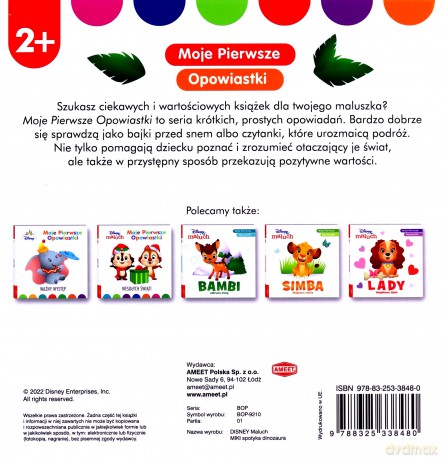 Książka dla dzieci DISNEY MALUCH. Moje pierwsze opowiastki. Miki spotyka dinozaura BOP-9210