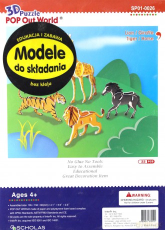 Lew Żyrafa Tygrys Koń Modele Do Składania 3D (twarda) [KSIĄŻKA]
