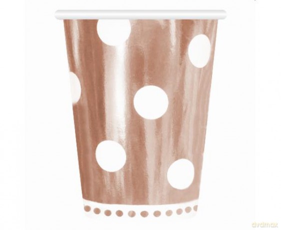 Kubeczki papierowe B&C groszki różowo-złote 260 ml