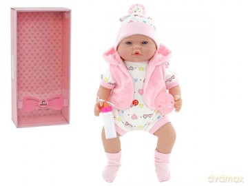 Lalka bobas 40 cm ze smoczkiem i butelką w pudełku 532823