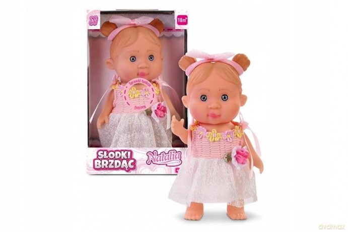 Lalka Natalia słodki brzdąc 19 cm w białym ubranku