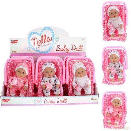 Lalka Nella bobas w nosidełku 20 cm mix