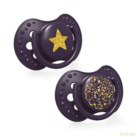 LOVI Smoczek silikonowy dynamiczny 6-18m 2 sztuki Stardust Violet