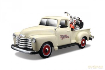 MAISTO 32194 Harley Davidson Chevrolet 3100 pick-up samochód + motor FLSTS 1:24