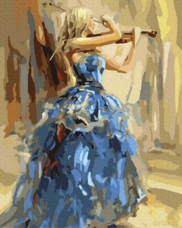 Malowanie po numerach Skrzypaczka w niebieskiej sukni 40x50 cm PC4050336 IPICASSO