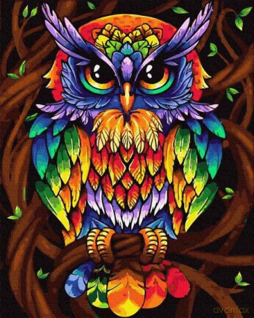 Malowanie po numerach Tęczowa sowa 40x50 cm PC4050656 IPICASSO