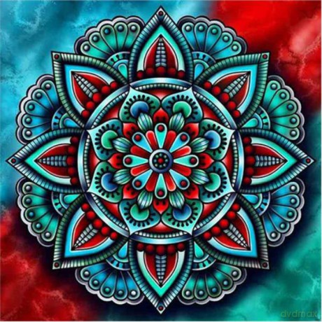 Mandala 7D Koło niebiesko pomarańczowa 30x30 cm 1006553