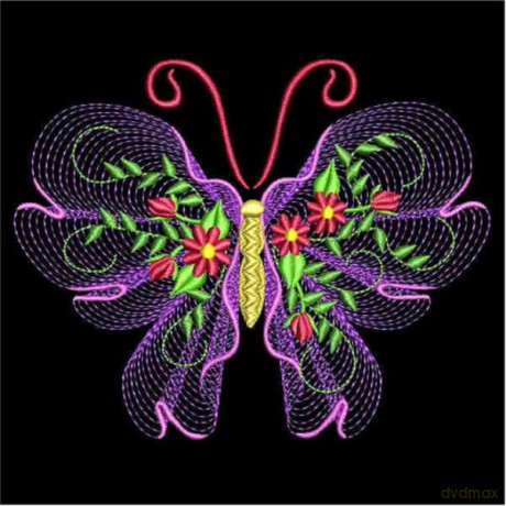 Mandala 7D Różowy Motyl na czarnym tle 30x30 cm 1006557