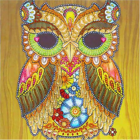 Mandala 7D Sowa na drewnie 30x30 cm 1006567