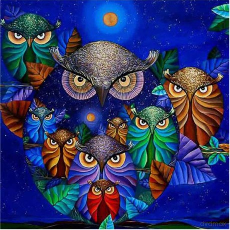 Mandala 7D Sowy w fiolecie 30x30 cm 1006564