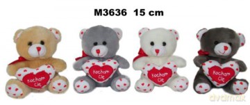 Maskotka Miś z sercem 4 kolory Kocham Cię 15 cm 160942 mix