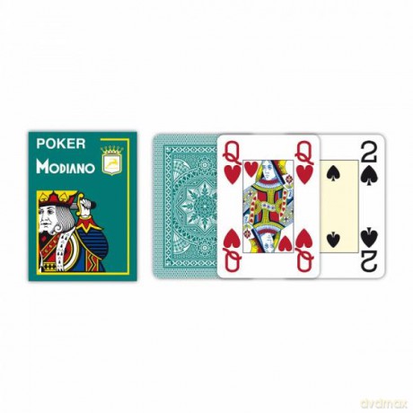 MODIANO Karty 4 JUMBO index poker plastikowe ciemna zieleń [GRA]