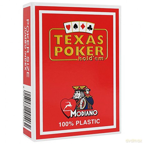 MODIANO Karty Texas Poker jumbo index plastikowe czerwone [GRA]