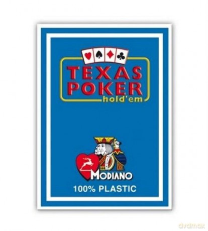 MODIANO Karty Texas Poker jumbo index plastikowe karty niebieskie [GRA]