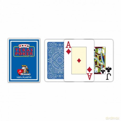 MODIANO Karty Texas Poker jumbo index plastikowe niebieskie [GRA]