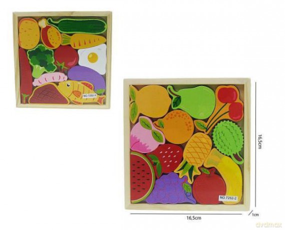 Owoce, warzywa układanka drewniana 16,5 cm 12 elementów 7252-2/3 mix