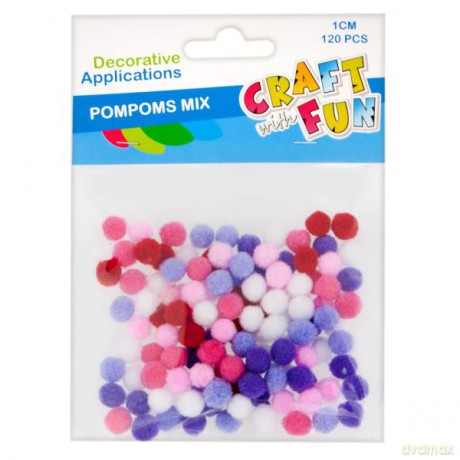 Ozdoba dekoracyjna pompon 1 cm 120 szt Craft with Fun