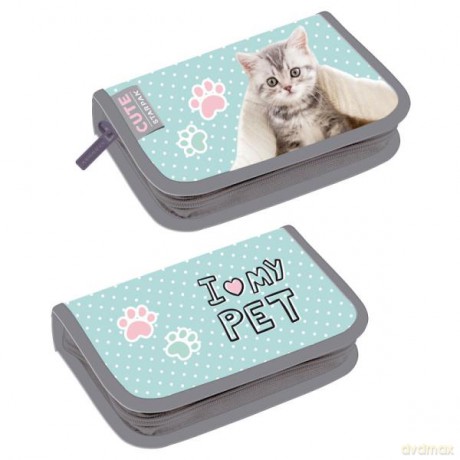 Piórnik 1 zamek 2 klapki z wyposażeniem Kitty STK-25
