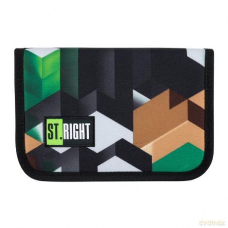 Piórnik dwuklapkowy bez wyposażenia ST.RIGHT PC-03 Zielone klocki 3D
