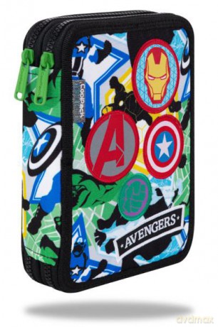 Piórnik podwójny z wyposażeniem - Jumper XL- Avengers badges 77308