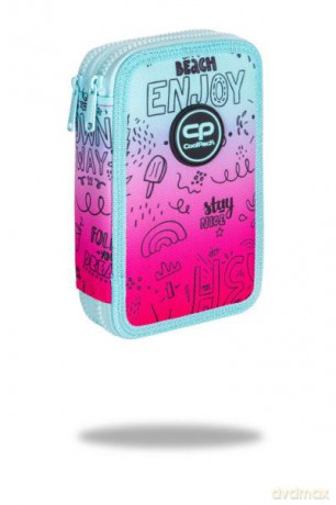 Piórnik podwójny z wyposażeniem Jumper 2 Pink scribble D066340