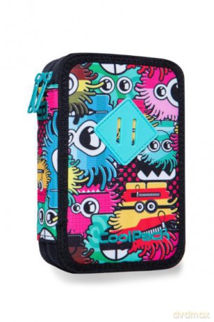 Piórnik podwójny z wyposażeniem Jumper 2 Wiggly eyes pink Coolpack