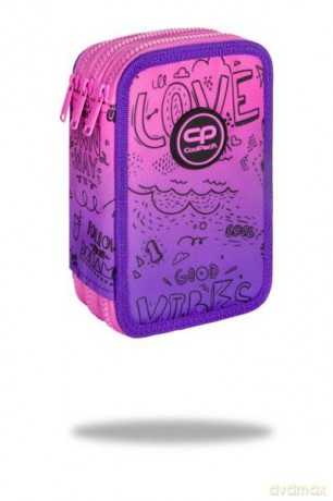 Piórnik potrójny z wyposażeniem Jumper 3 Purple sribble D067341