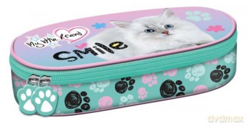 Piórnik saszetka usztywniona z wewnętrzną klapką My Little Friend Kot pastel PC-01
