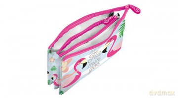 Piórnik trzykomorowy 22 cm Flamingi KL10144 Kids Euroswan
