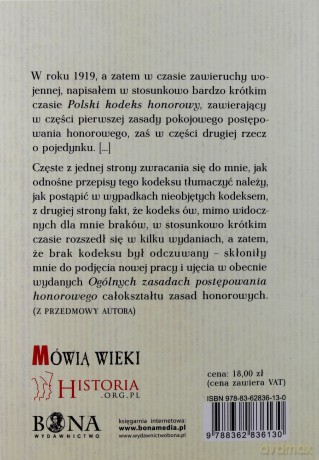 Kodeks Honorowy Ogólne Zasady Postępowania Honorowego - Władysław Boziewicz [KSIĄŻKA]