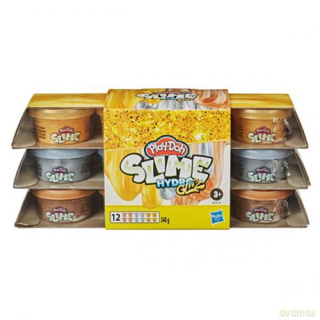 Play-Doh Ciastolina Slime HydroGlitz Zestaw 12-pak metalicznych tub E9434