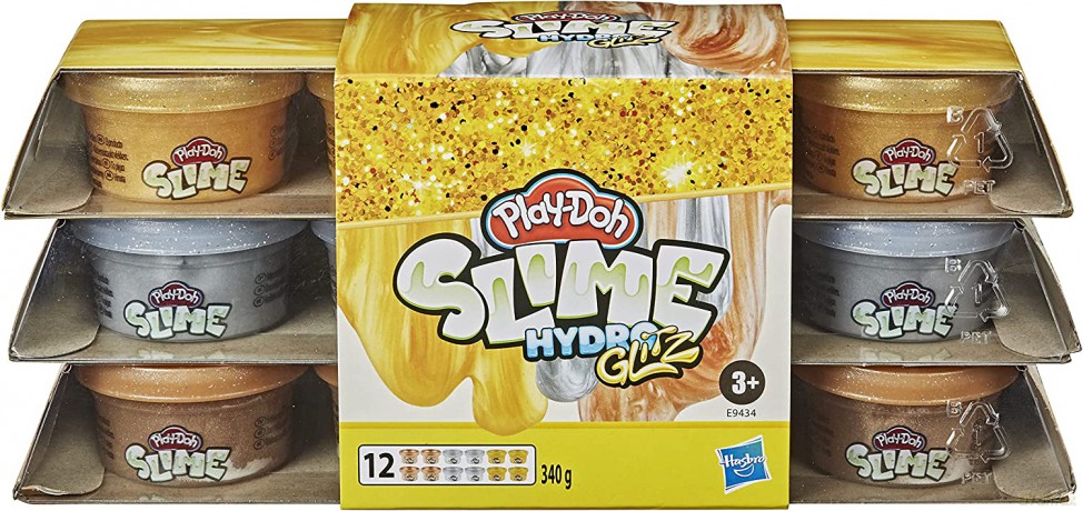 Play-Doh Ciastolina Slime HydroGlitz Zestaw 12-pak metalicznych tub E9434