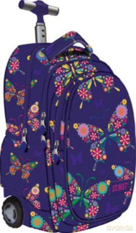 Plecak na kółkach fioletowy w kwiaty Street Butterfly TB-01
