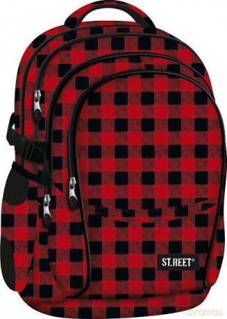 Plecak szkolny Street Chequered Pattern kratka czerwony 8 BP-01