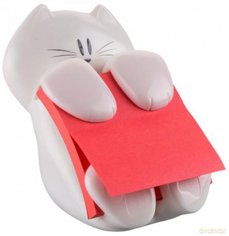Podajnik do bloczków samoprzylepnych POST-IT Kotek (CAT-330), biały, w zestawie 1 bloczek Super Sticky Z-Notes 3M-HK100008372