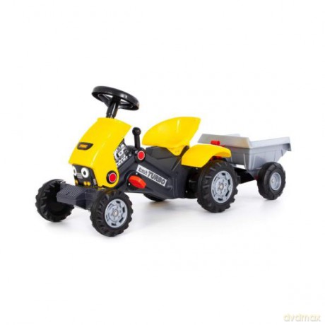 Polesie 89342 Traktor jeździk na pedały "Turbo 2" z naczepą żółty