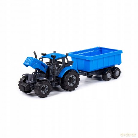 Polesie 91277 Traktor "Progres" inercyjny z przyczepą niebieski w pudełku