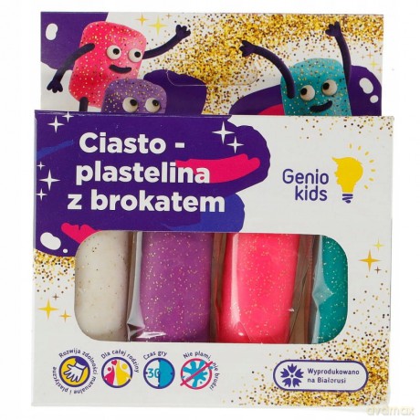 Polesie Genio Kids Ciasto-Plastelina z brokatem Dziecięcy zestaw - masa plastyczna 4 kolory
