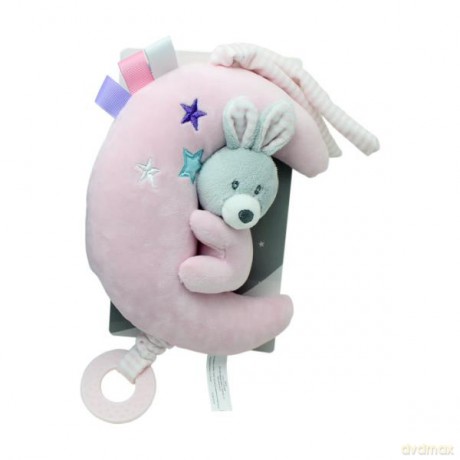 Pozytywka księżyc króliczek/miś/piesek niebieski, biały 20 cm