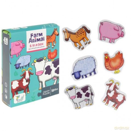 Puzzle dla najmłodszych Baby 12el. 6 zwierzątek Farma [PUZZLE]