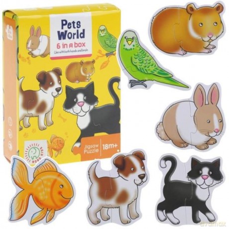 Puzzle dla najmłodszych Zwierzęta domowe 12el. 6 zwierzątek [PUZZLE]