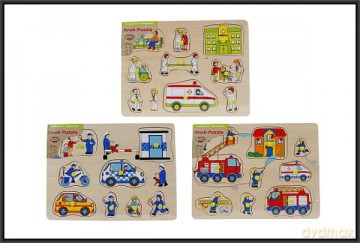 Puzzle drewniane 30x22 cm Policja, Straż, Pogotowie 610067 mix [PUZZLE]