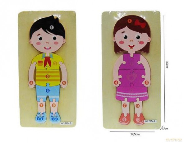 Puzzle drewniane Chłopiec Dziewczynka 30 cm drewno 7254-1/2 mix [PUZZLE]