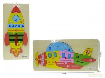 Puzzle drewniane Samolot Rakieta 30 cm 7254-5/6 mix [PUZZLE]