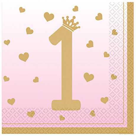 Serwetki 1st urodziny Pink Ombre 33x33 cm 16 szt 9910310