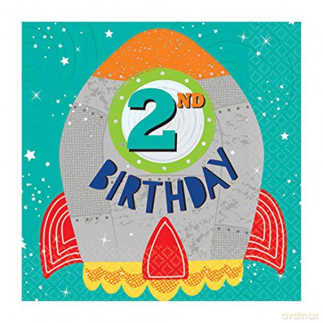 Serwetki Blast off 2 urodziny 33x33 cm 16 szt 5122782