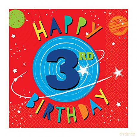Serwetki Blast off 3 urodziny 33x33 cm 16 szt 5122781