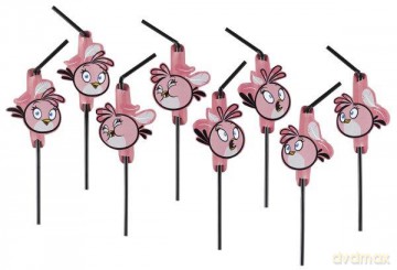 Słomki Pink Bird 24 cm 8 szt